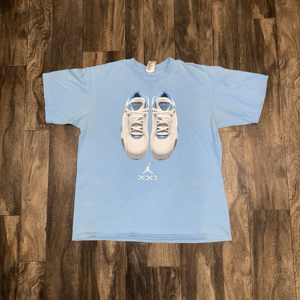 Vintage Air Jordan Graphic T-Shirt Air Jordan 21 Low Men's Size Large Light Blue